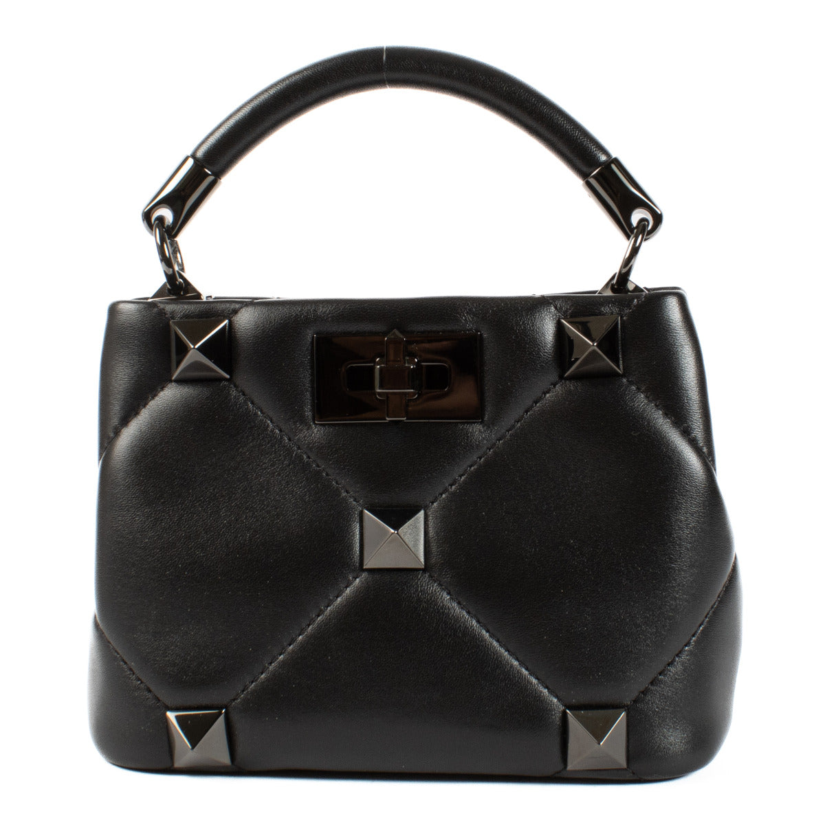 Valentino Garavani Roman Stud All Black Small Bag aan de beste prijs bij Labellov tweedehands luxe in Antwerpen en Knokke.