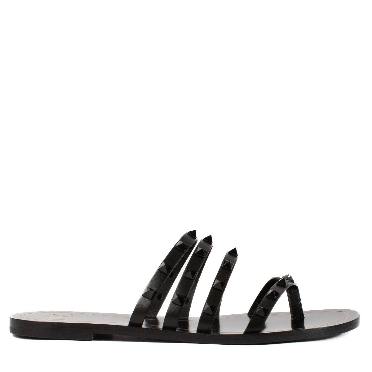 Sandales plates Valentino Garavani Rockstud entièrement noires – taille 41
