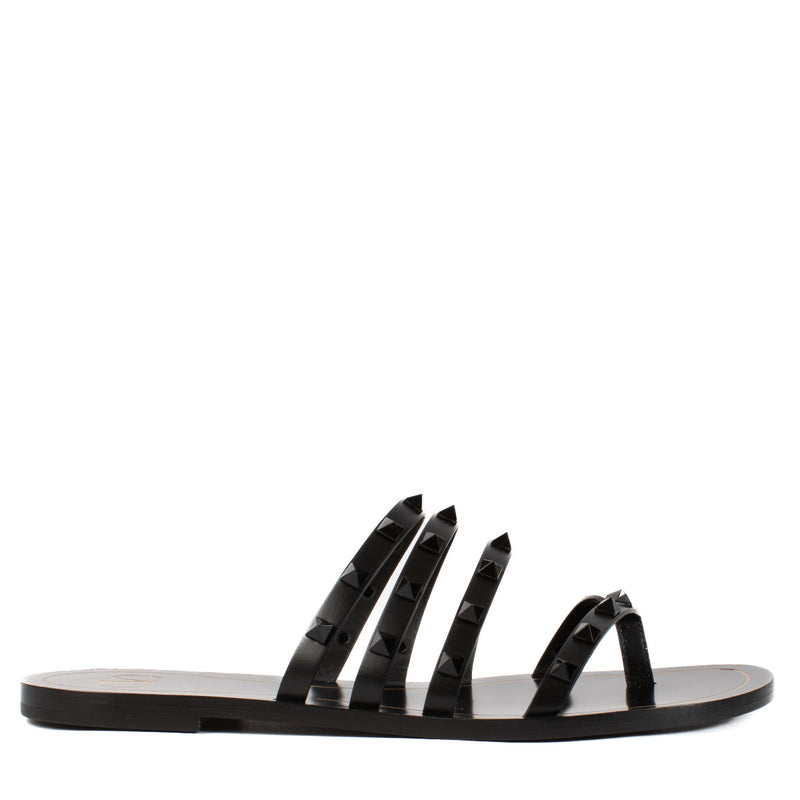 Valentino Garavani All Black Rockstud Flat Sandals - size 41