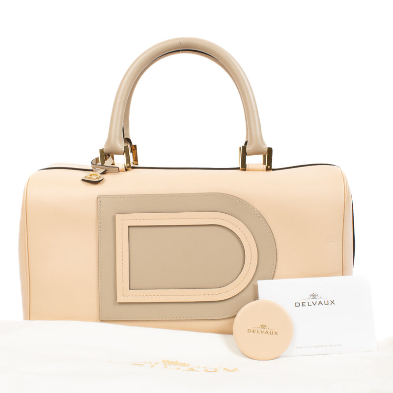 Delvaux Louise Boston Allure Bicolore Nude & Sand Top Handle