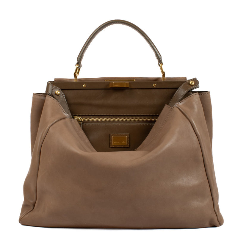 Shop 100% authentic Fendi Taupe Smooth Leather Large Peekaboo Bag on Labellov.com