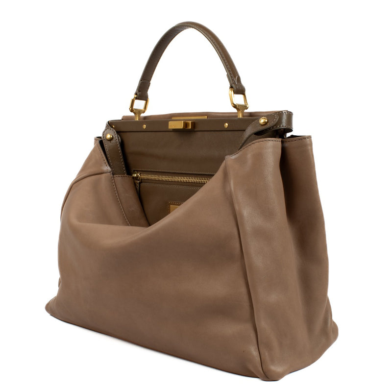 Shop 100% authentic Fendi Taupe Smooth Leather Large Peekaboo Bag on Labellov.com