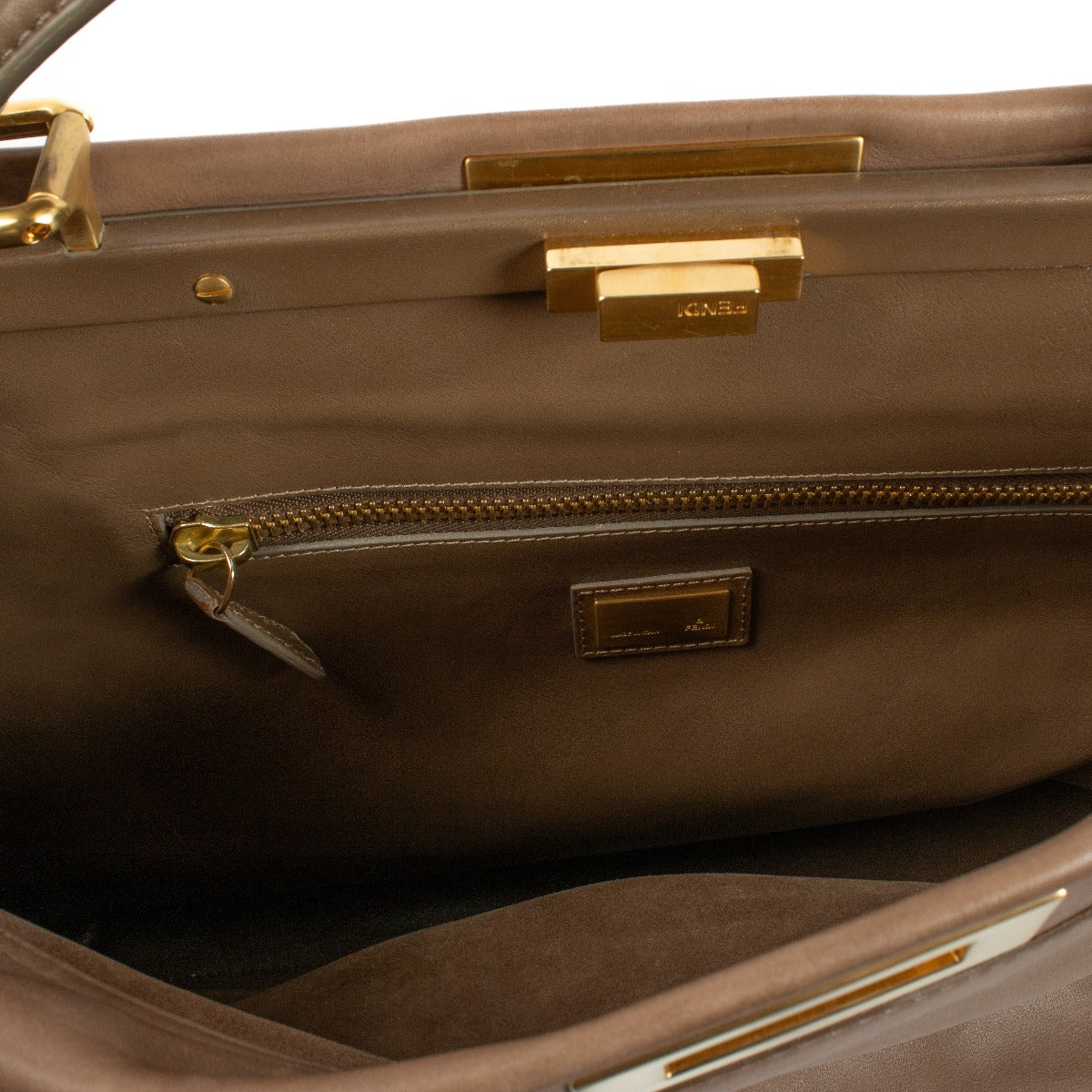 Shop 100% authentic Fendi Taupe Smooth Leather Large Peekaboo Bag on Labellov.com