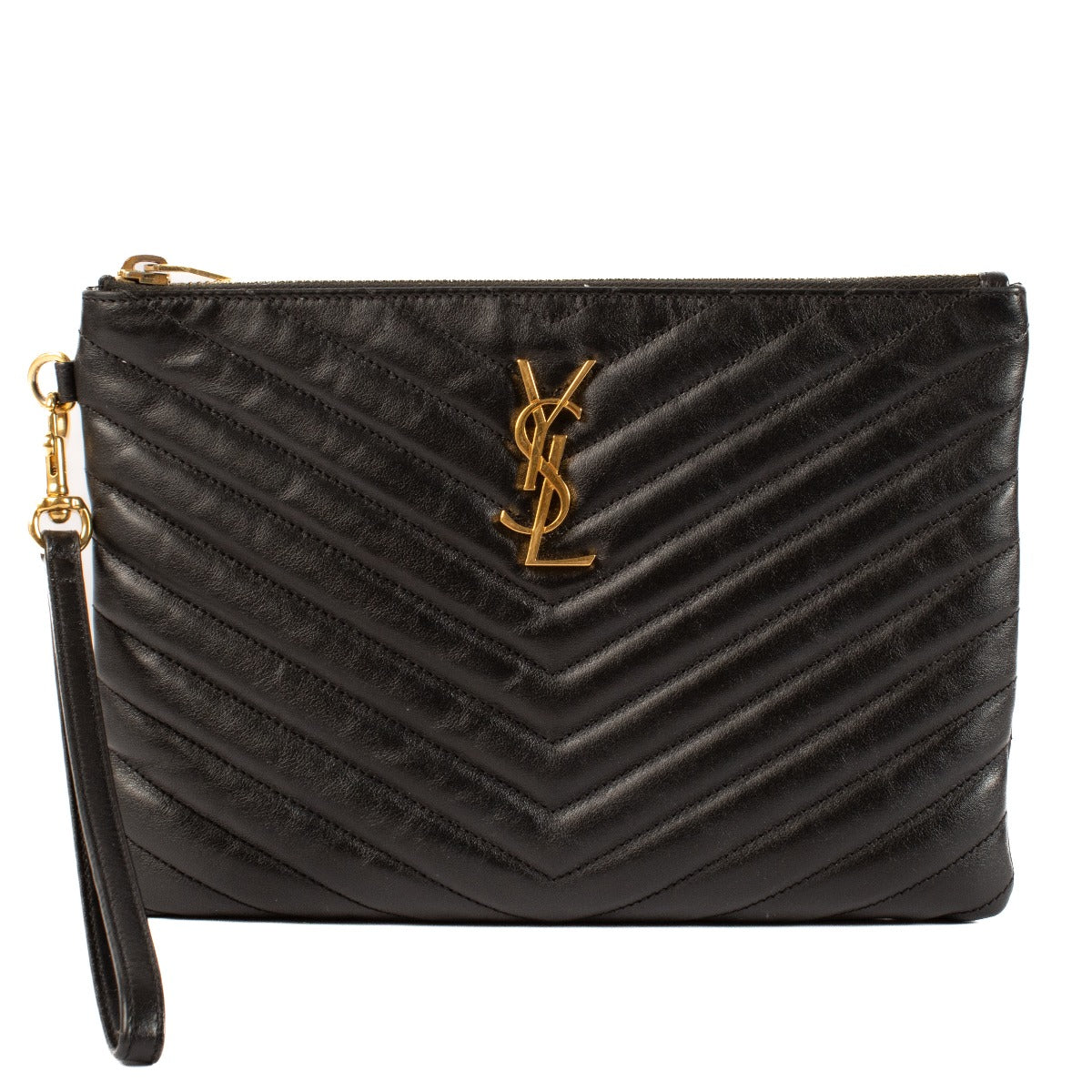 Saint Laurent Black Matelassé Cassandre A5 Pouch