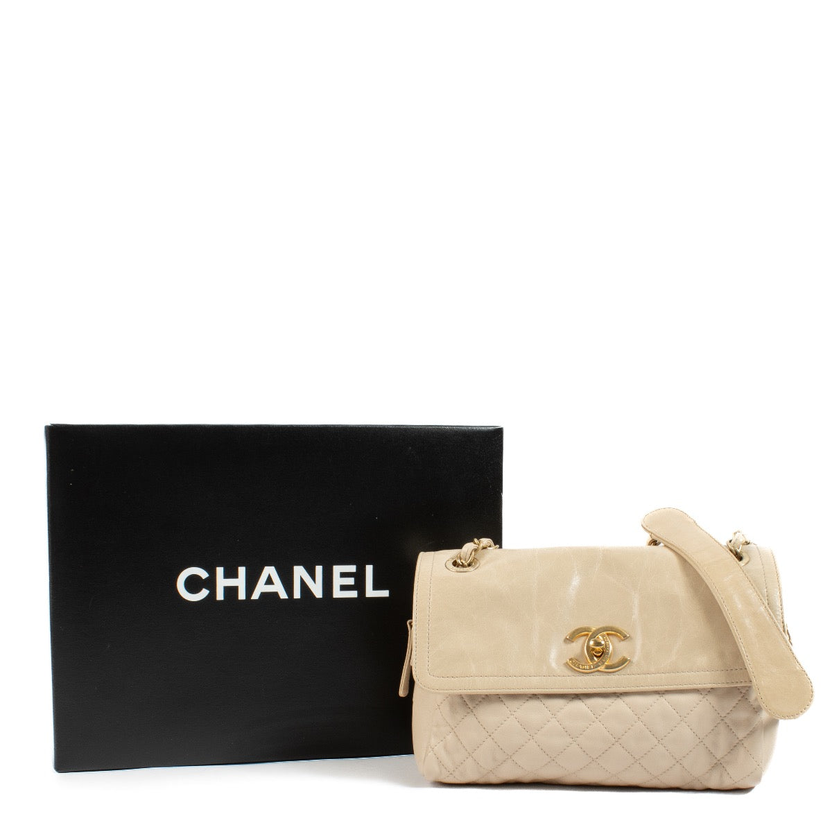 Shop 100% Authentic Secondhand Chanel Beige Lambskin Shoulder Bag on Labellov.com