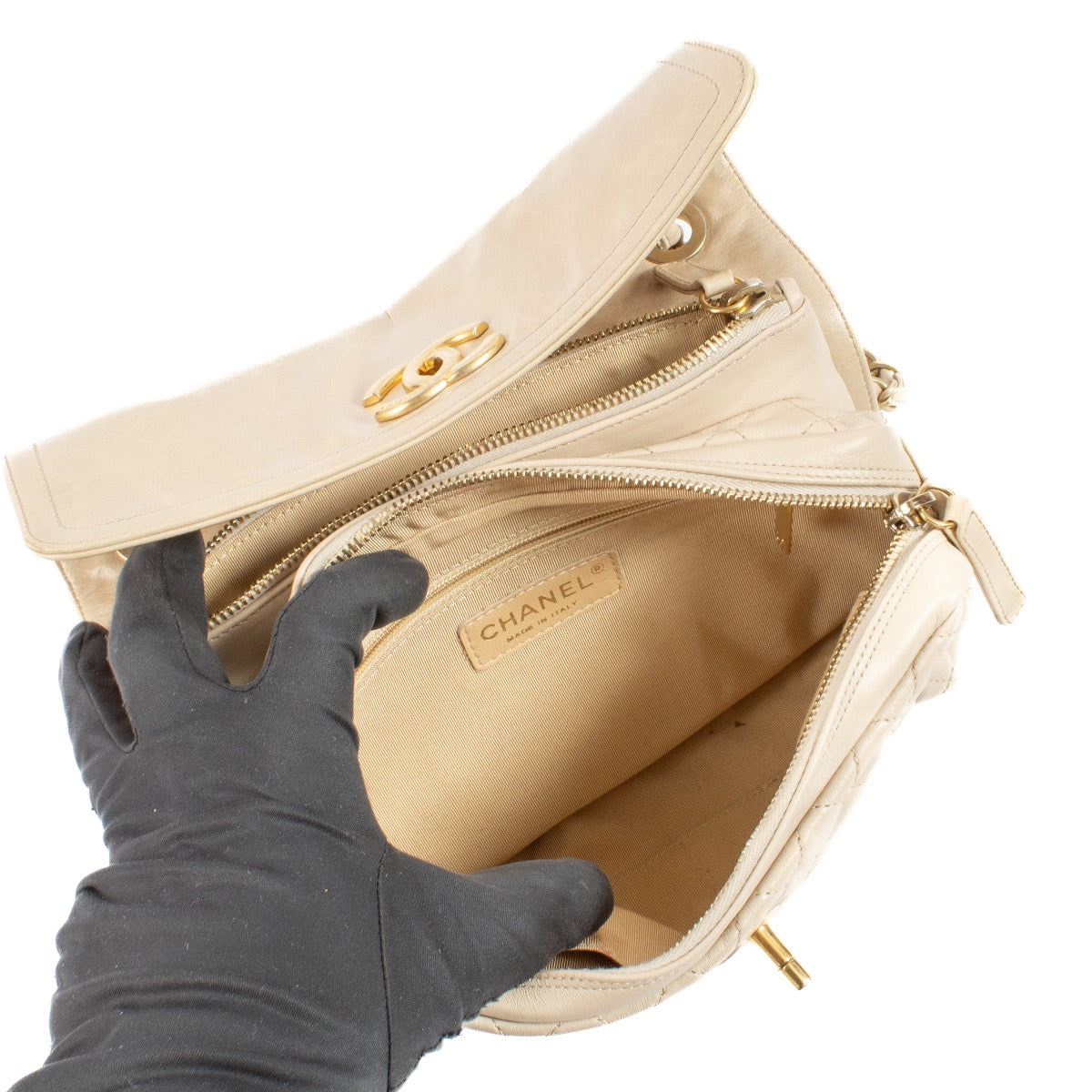 Shop 100% Authentic Secondhand Chanel Beige Lambskin Shoulder Bag on Labellov.com