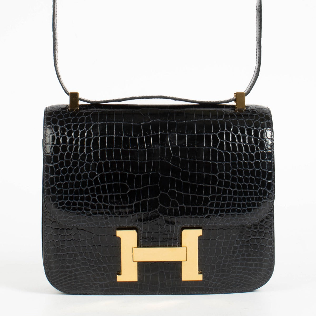 Hermès Constance 24 Bleu Indigo Crocodile Porosus GHW