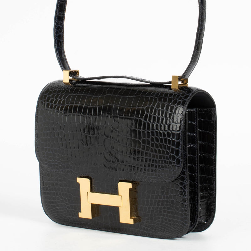 Hermès Constance 24 Bleu Indigo Crocodile Porosus GHW
