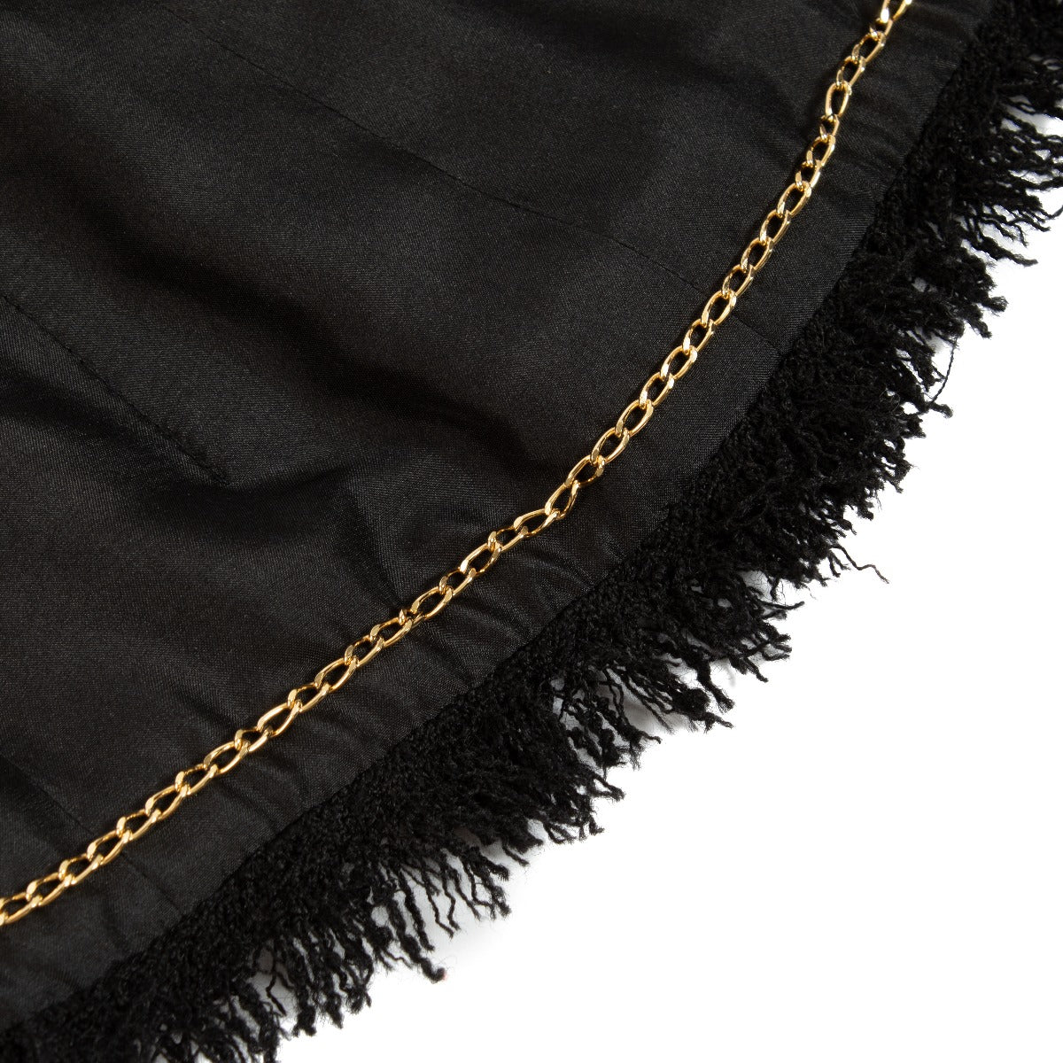 Chanel 12C Zwart Fantasy Tweed Jasje met gerafelde zoom - Maat FR38