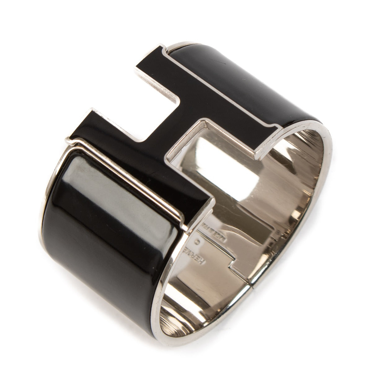 Hermès Zwarte Extra Brede Clic Clac H Armband - Maat S