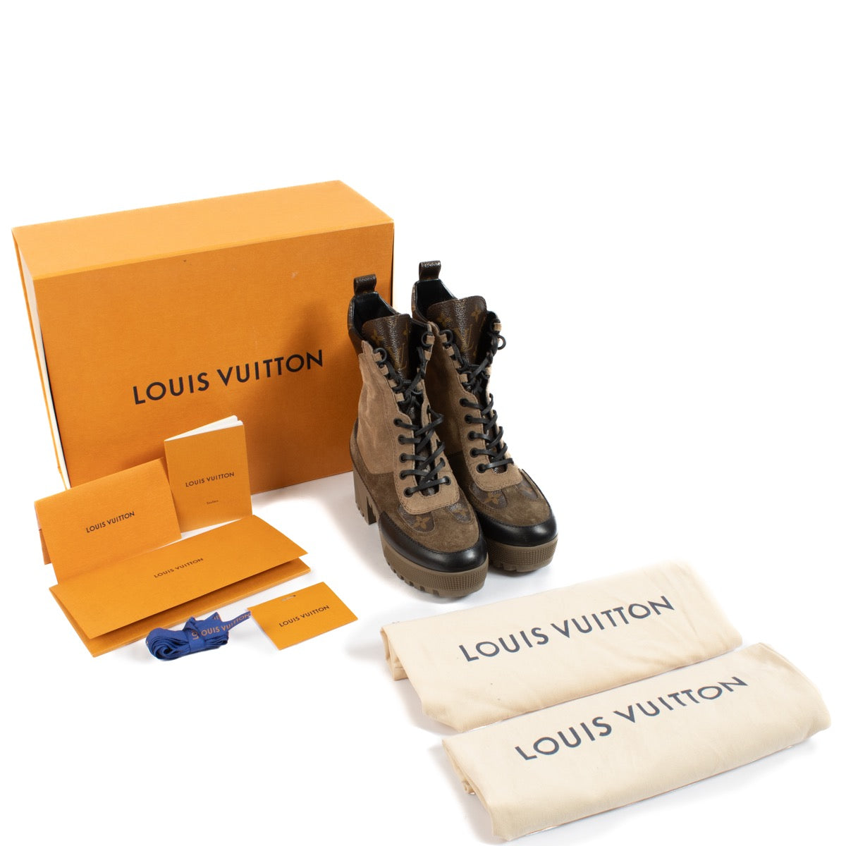 shop 100% authentic second hand Louis Vuitton Brown Laureate Desert Boots - Size 35 on Labellov.com