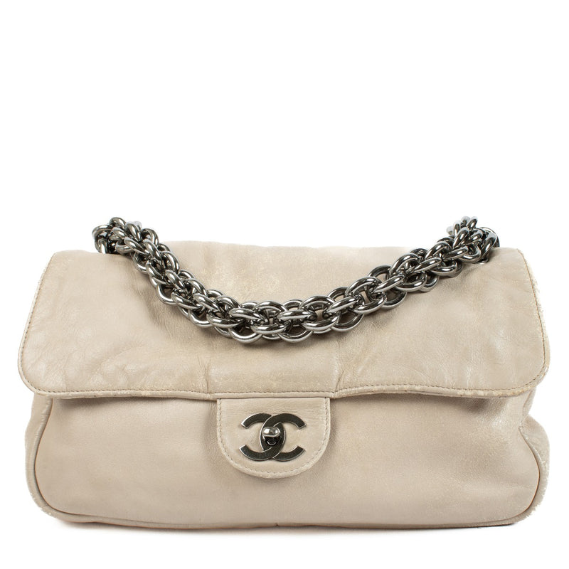 Chanel Beige Leather Chain Flap Bag