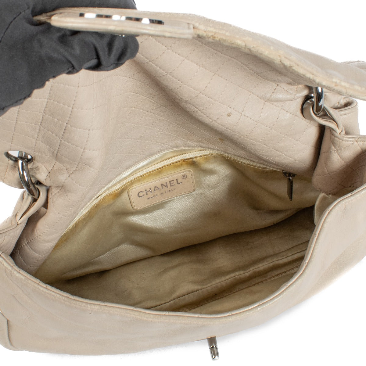 Chanel Beige Leather Chain Flap Bag
