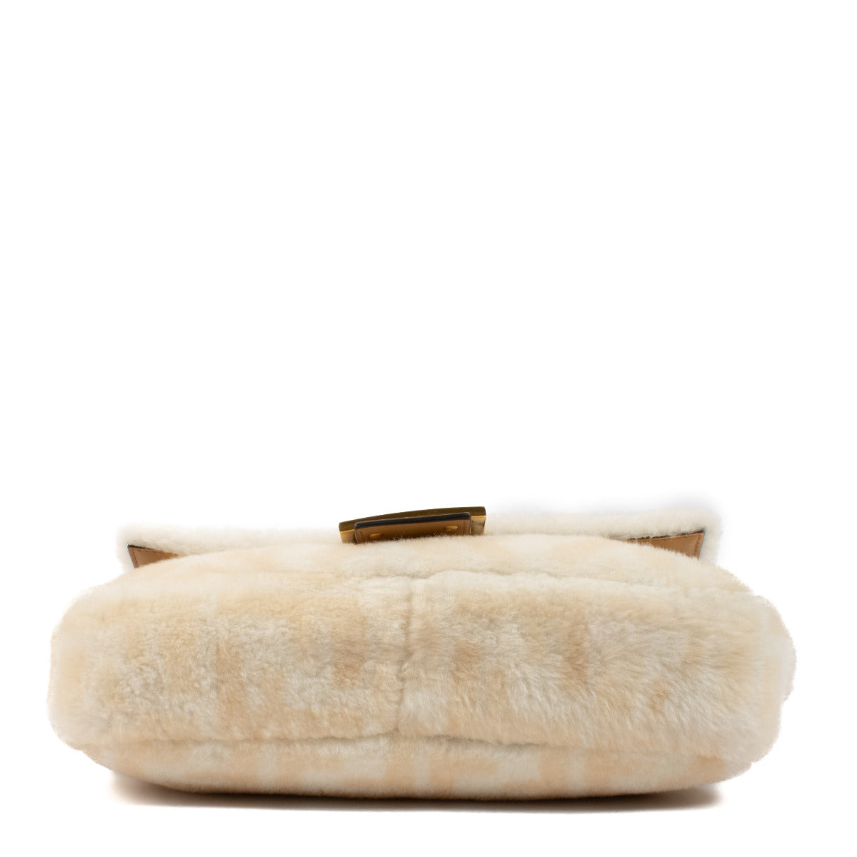 Sac Baguette Fendi en peau de mouton retournée crème FF