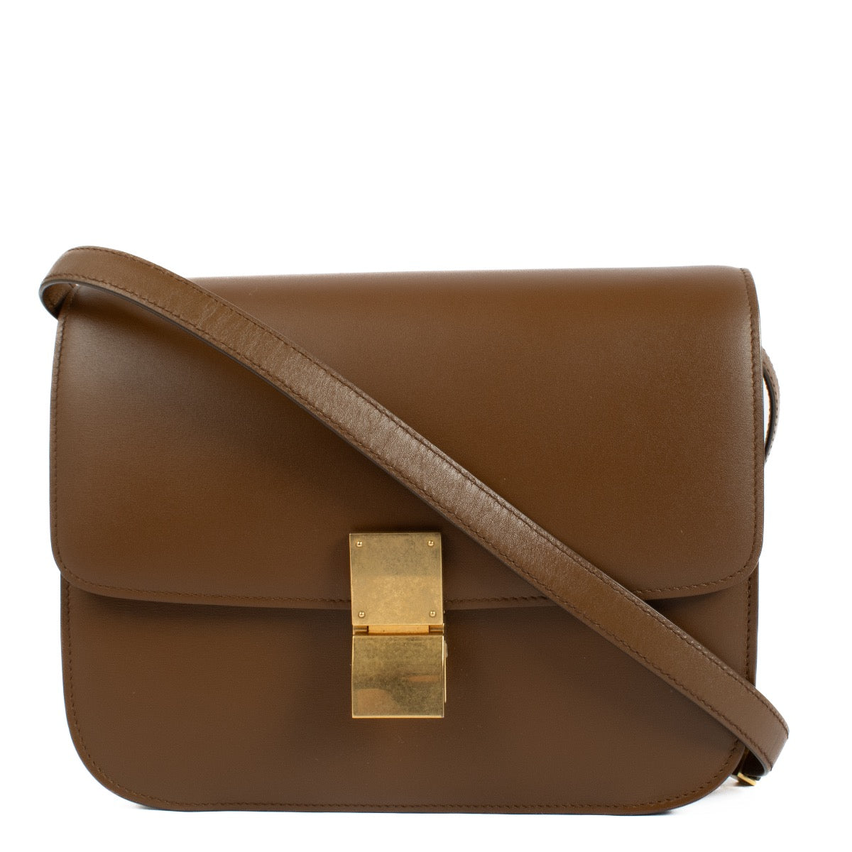 Celine Camel Box Calfskin Medium Classic Box Bag