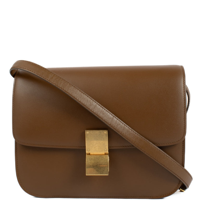 Celine Camel Box Calfskin Medium Classic Box Bag