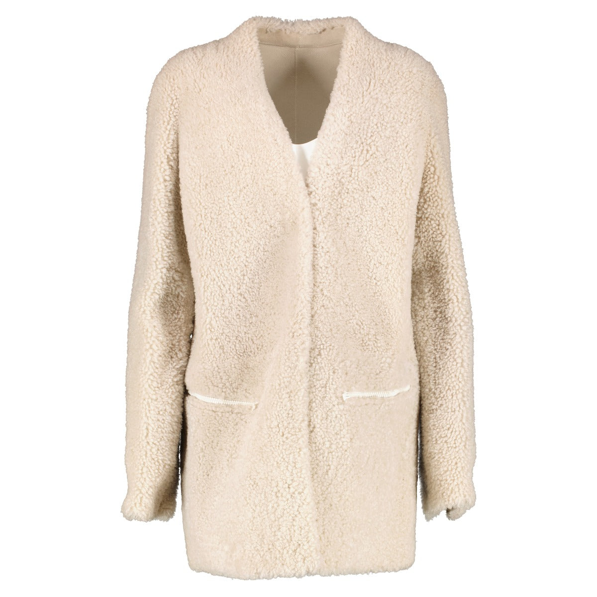 Manteau en peau lainée beige