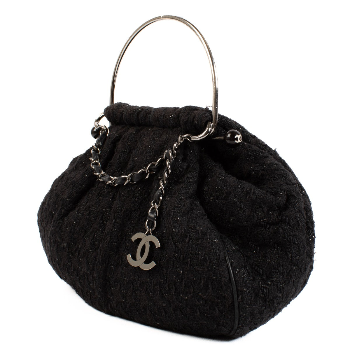 buy 100% authentic pre loved Chanel Black Tweed Boucle Knitting Bag on Labellov.com