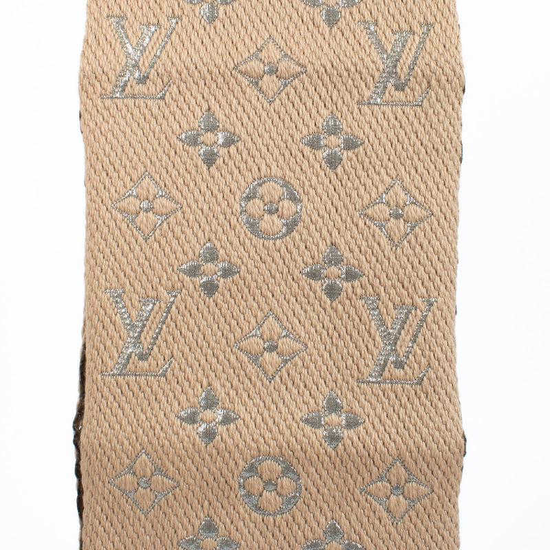 Authentic Preloved Louis Vuitton Beige Shine Logomania Scarf on Labellov.com