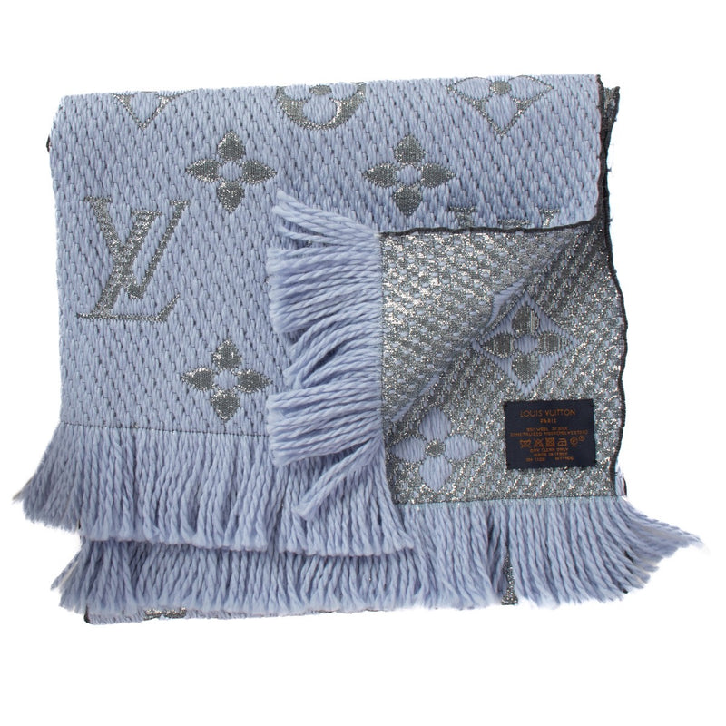 Louis Vuitton Light Blue Logomania Shine Scarf