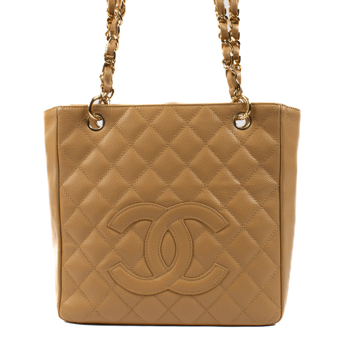 Chanel Beige Caviar Leather Small Shopper Shoulder Bag