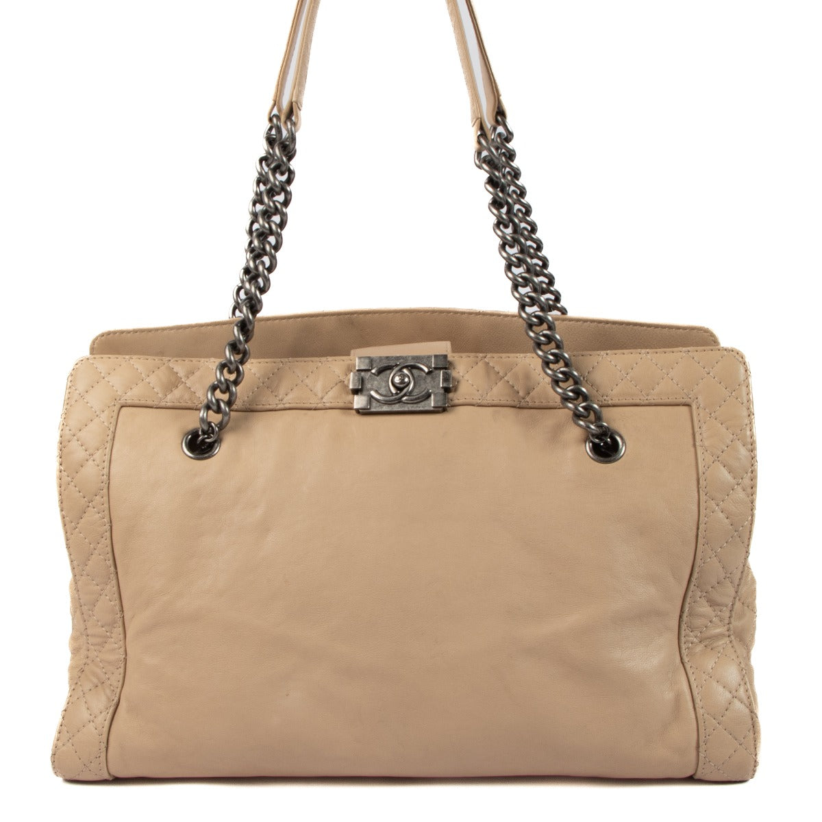 Chanel Beige Boy Reverso Shopping Tote Bag