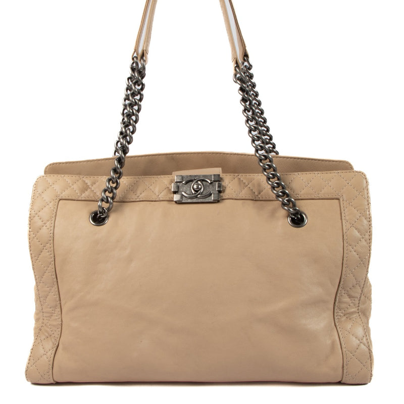 Chanel Beige Boy Reverso Shopping Tote Bag