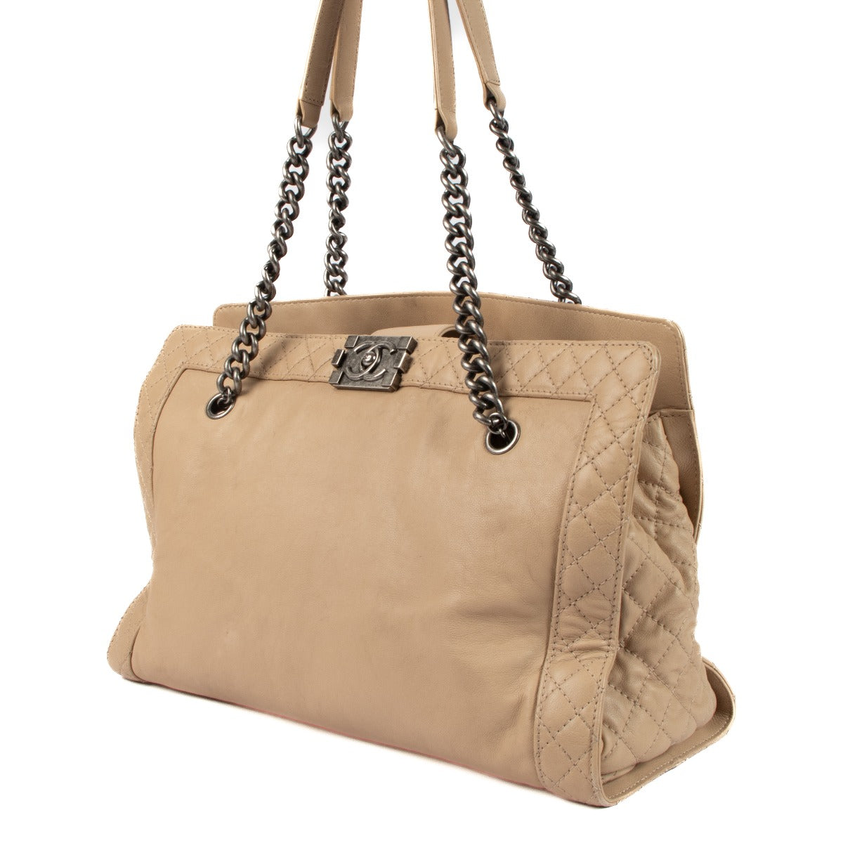 Chanel Beige Boy Reverso Shopping Tote Bag