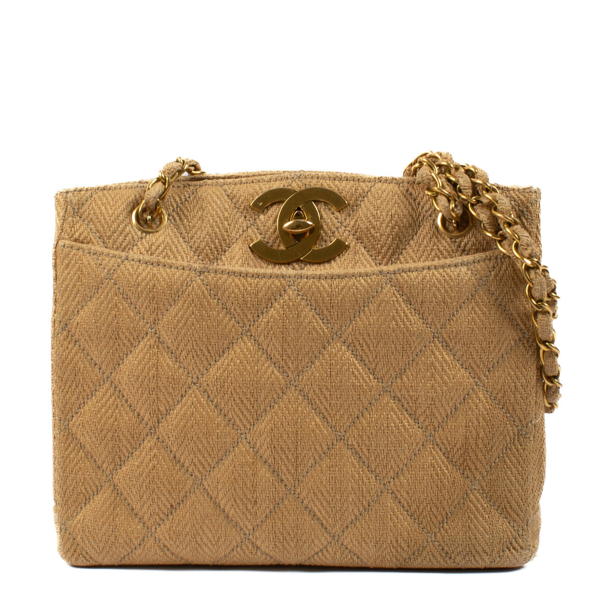 Chanel Vintage Geweven Strooien Shopper
