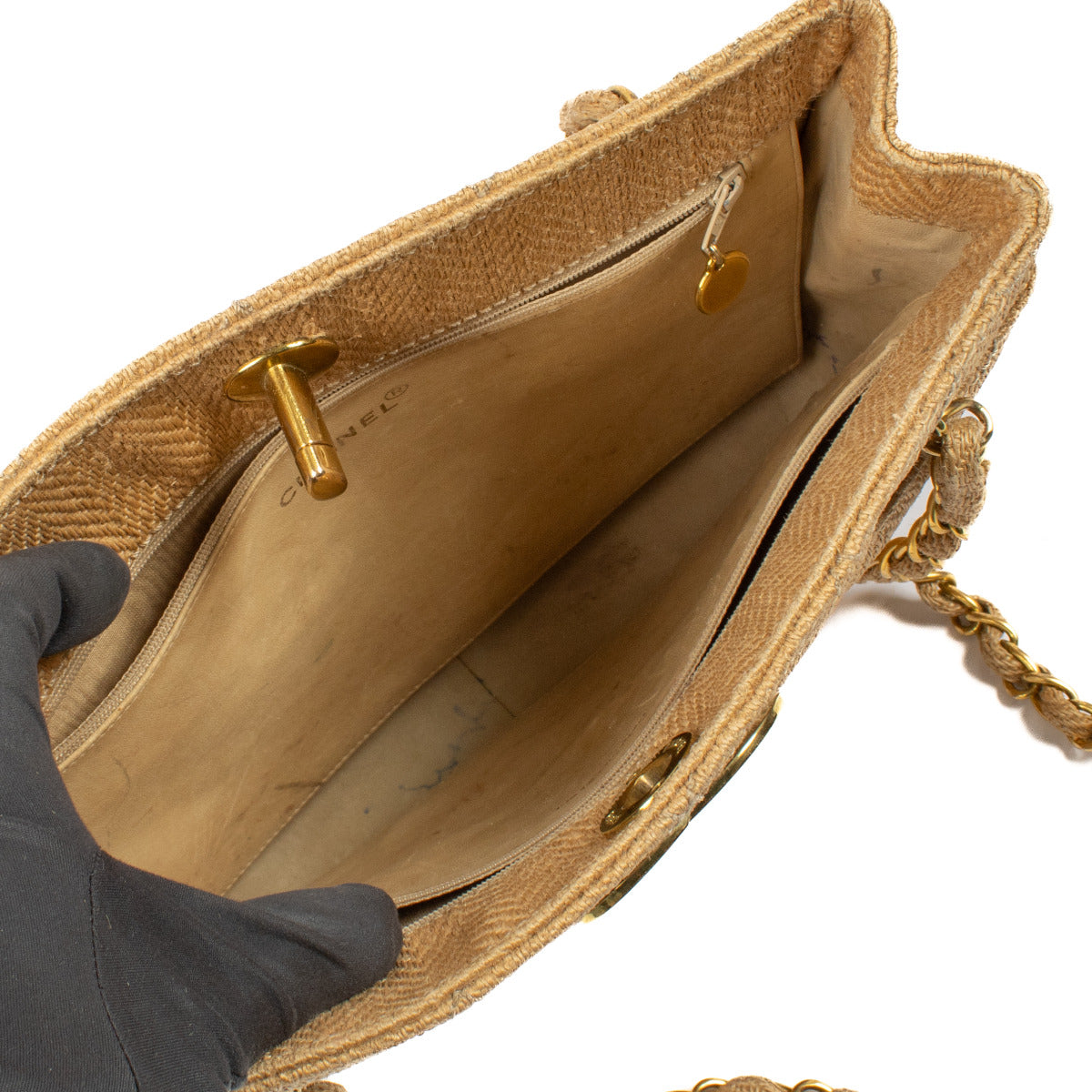 Chanel Vintage Geweven Strooien Shopper