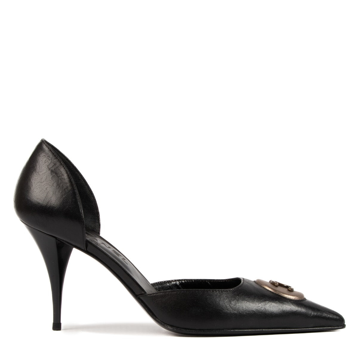 Chanel Black Leather CC Pumps - Size 37.5