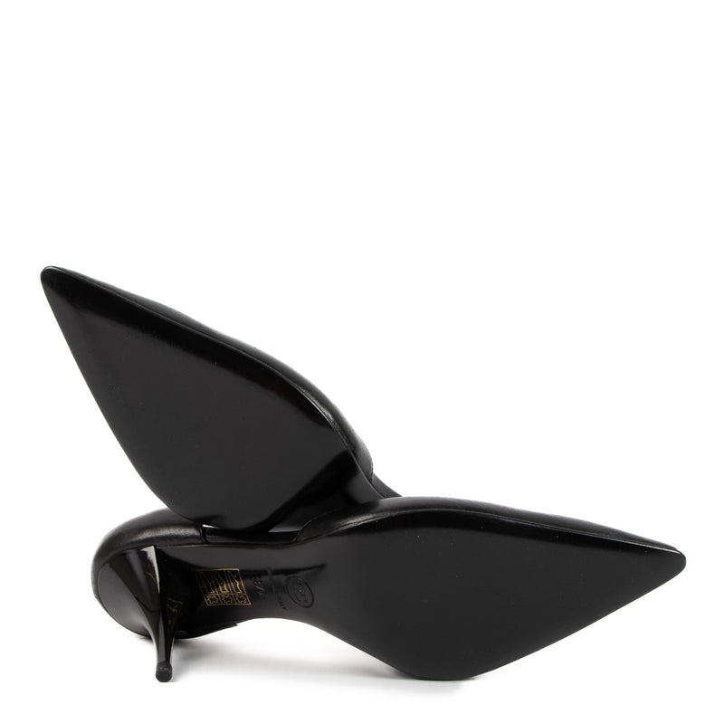 Chanel Black Leather CC Pumps - Size 37.5