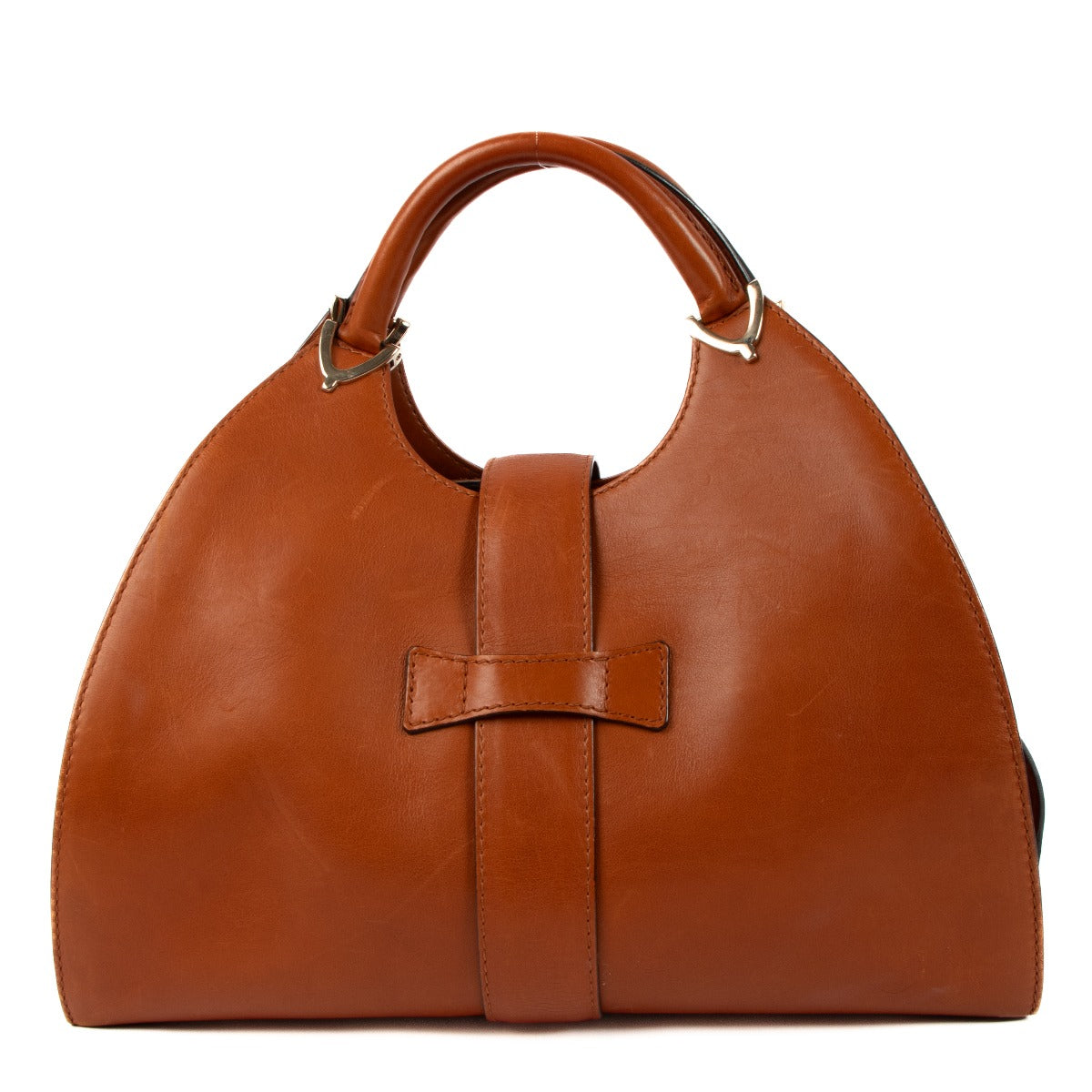 Sac à poignée supérieure Gucci en cuir de chameau avec étrier