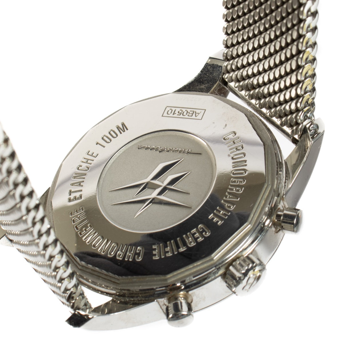 The Breitling Transocean Chronograph is a sophisticated timepiece featuring a 43mm stainless steel case, a sleek black dial, and a transparent case back. It comes complete with original booklets and a certificate of authenticity. Shop now at Labellov.