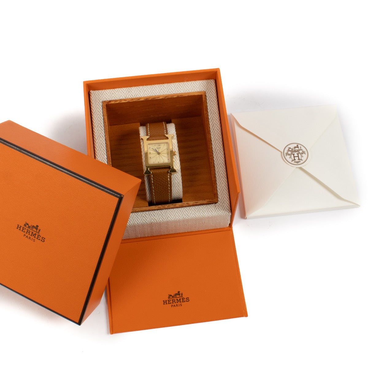 shop 100% authentic second hand Hermès Gold Heure H 21mm Watch on Labellov.com