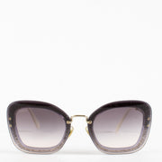 Authentic Second Hand Miu Miu Purple Square Glitter Detail Sunglasses on Labellov.com