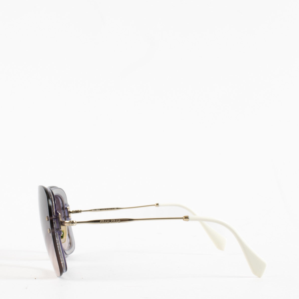 Authentic Second Hand Miu Miu Purple Square Glitter Detail Sunglasses on Labellov.com