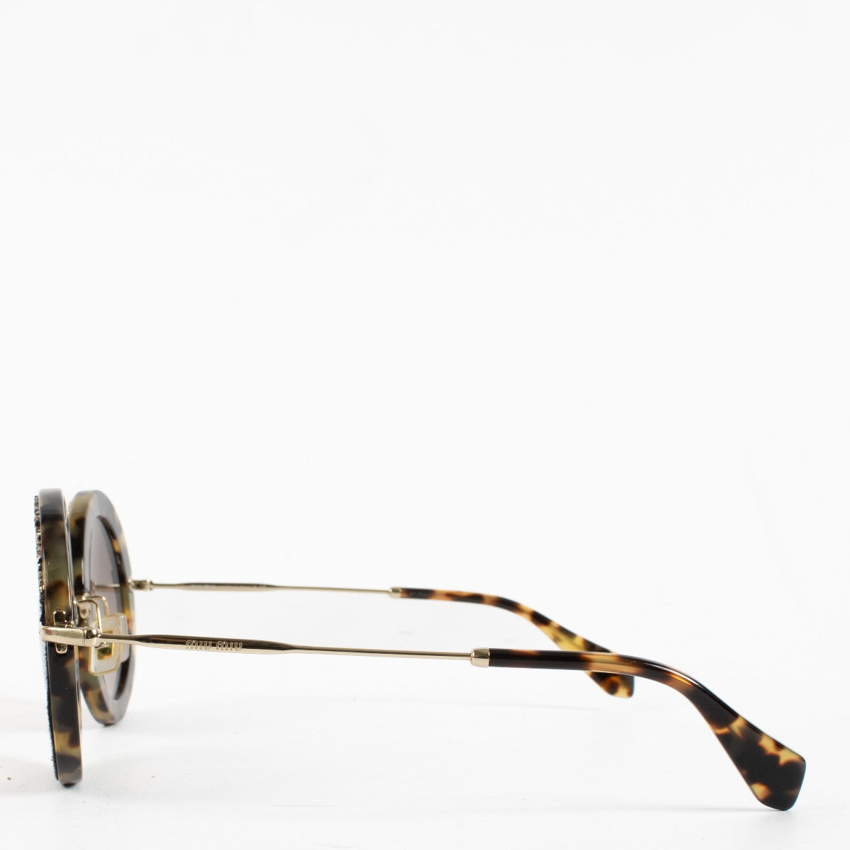 Authentic Second Hand Miu Miu Black Round Glitter Detail Sunglasses on Labellov.com