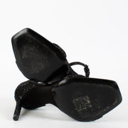 Authentic pre-loved Saint Laurent Black Glitter Amber 105 Sandals — Size 37.5 on Labellov.com