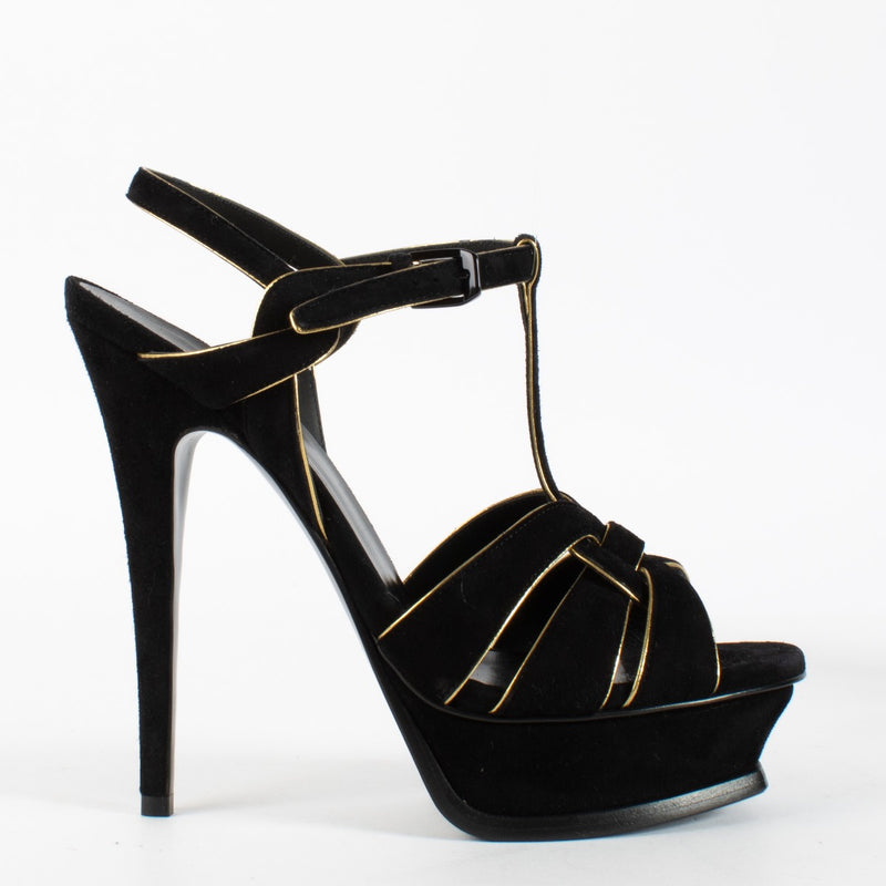 Authentic pre-loved Saint Laurent Black Tribute Sandals — Size 38 on Labellov.com