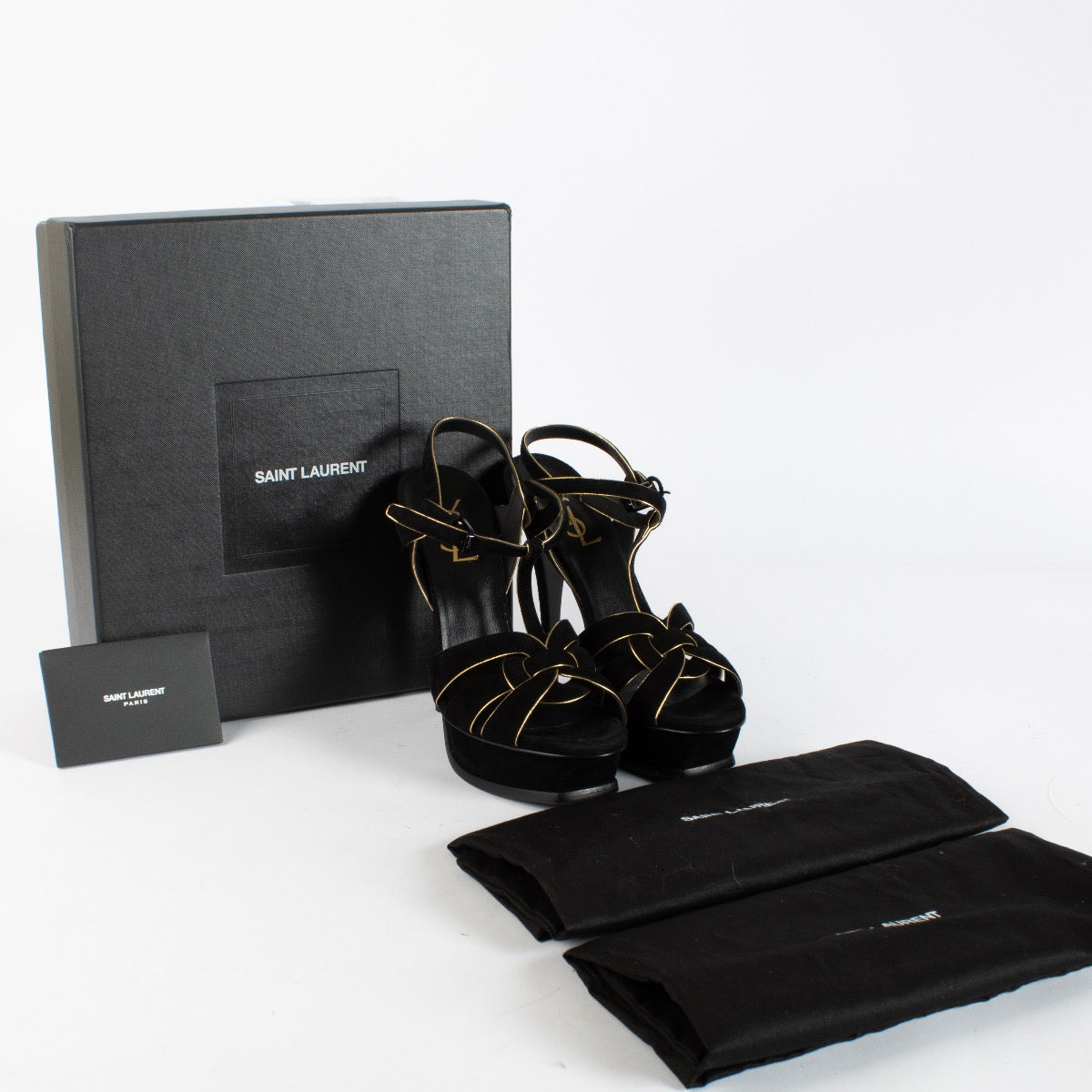 Authentic pre-loved Saint Laurent Black Tribute Sandals — Size 38 on Labellov.com
