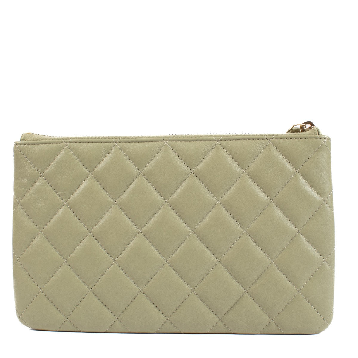 Chanel Green Classic O Case Small Zipped Pouch