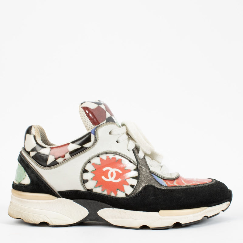 shop 100% authentic second hand Chanel Multicolor Leather Graffiti Flower Sneakers - Size 36 1/2 on Labellov.com