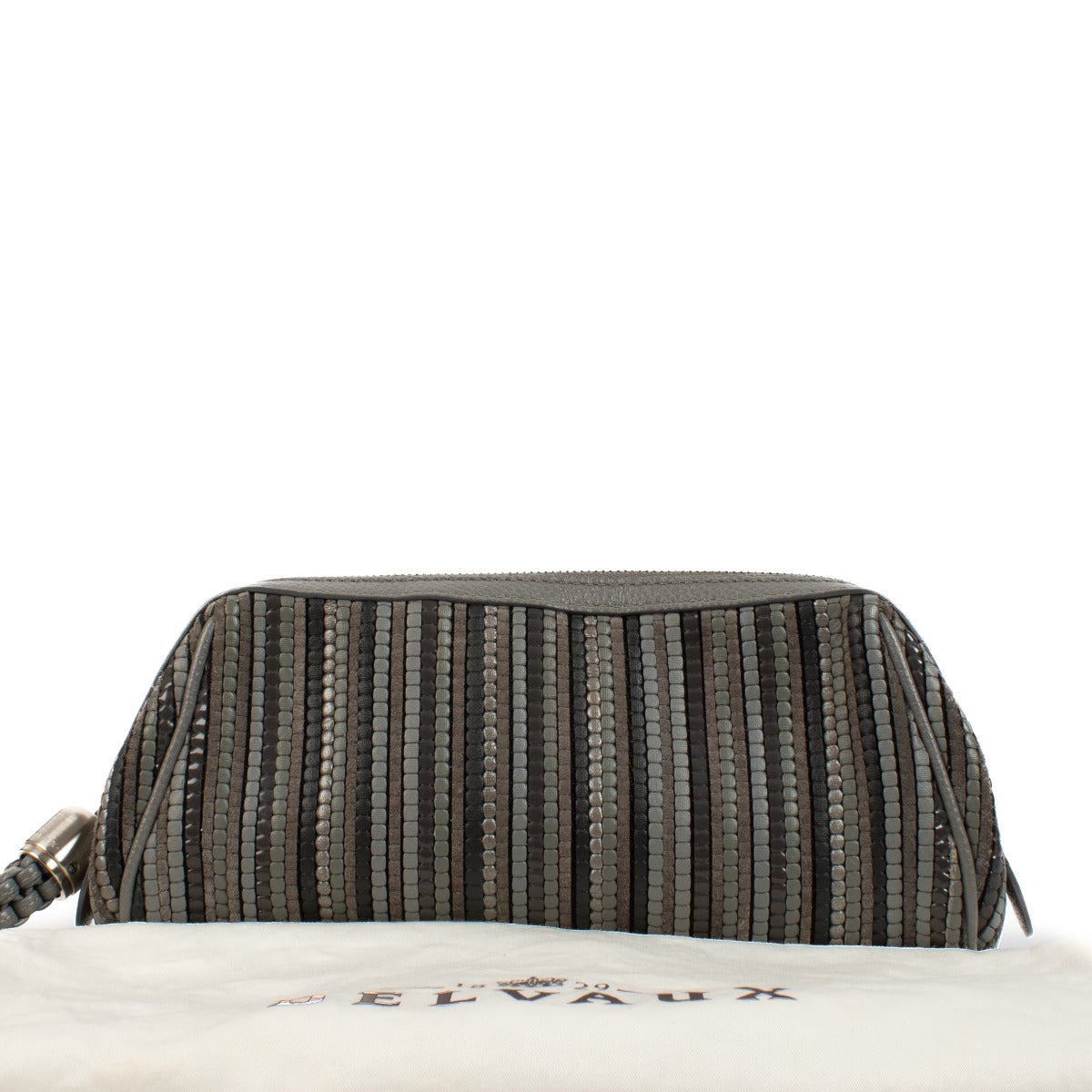 Delvaux Grijze Toile De Cuir Pouch Clutch