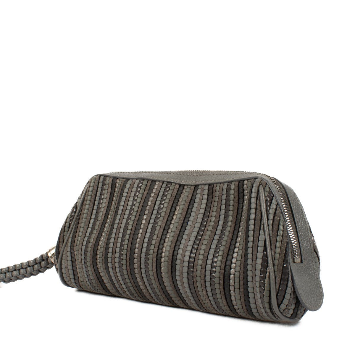 Delvaux Grijze Toile De Cuir Pouch Clutch