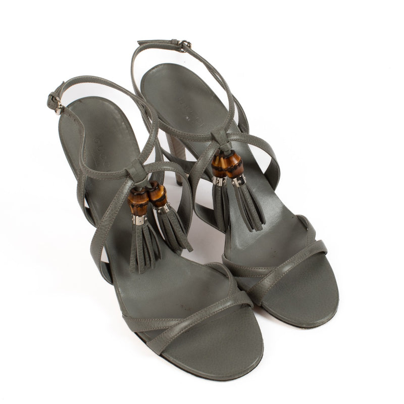 shop 100% authentic second hand Gucci Grey Leather Tassel Sandals - Size 39 on Labellov.com