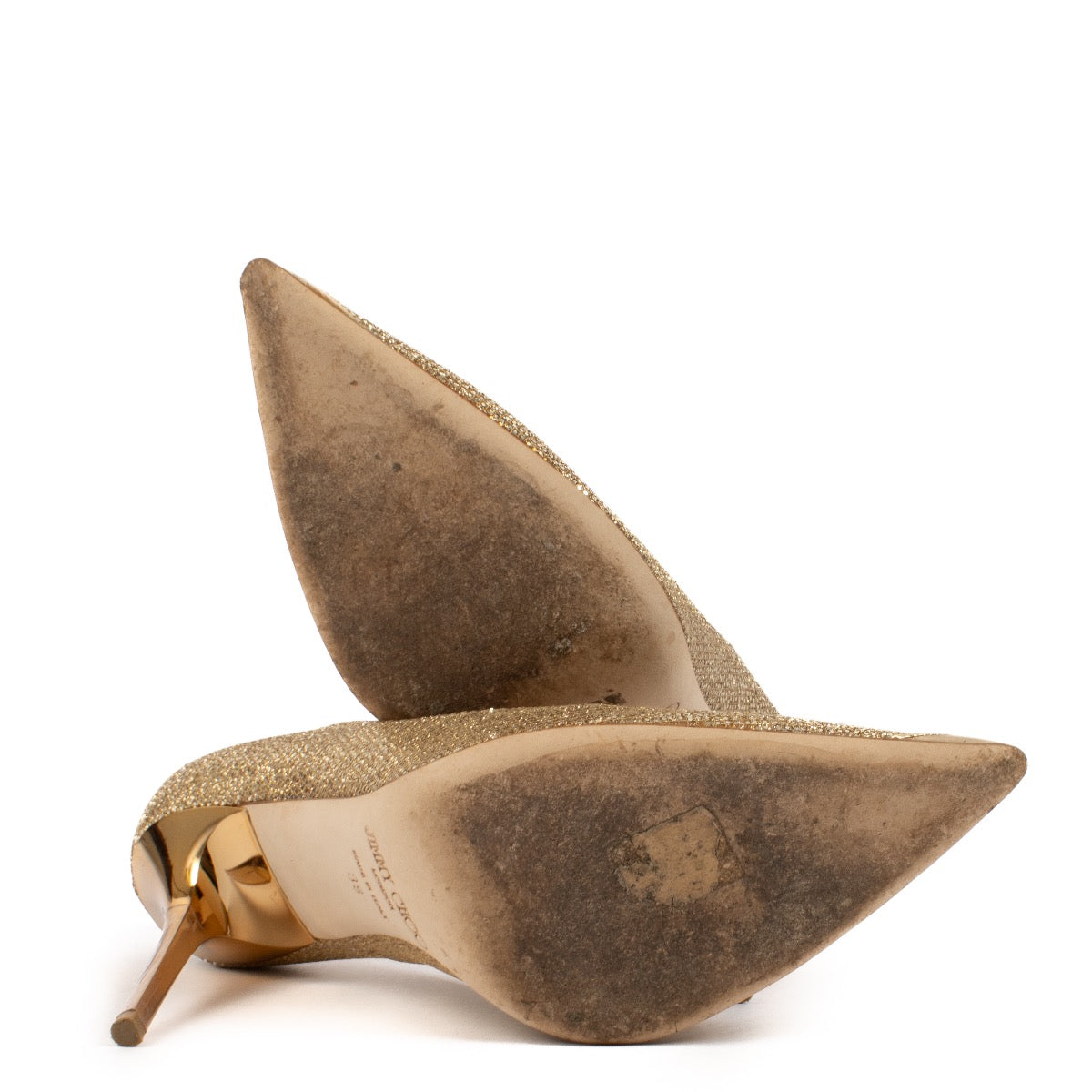 shop 100% authentic second hand Jimmy Choo Gold Glitter Heels - Size 39 on Labellov.com