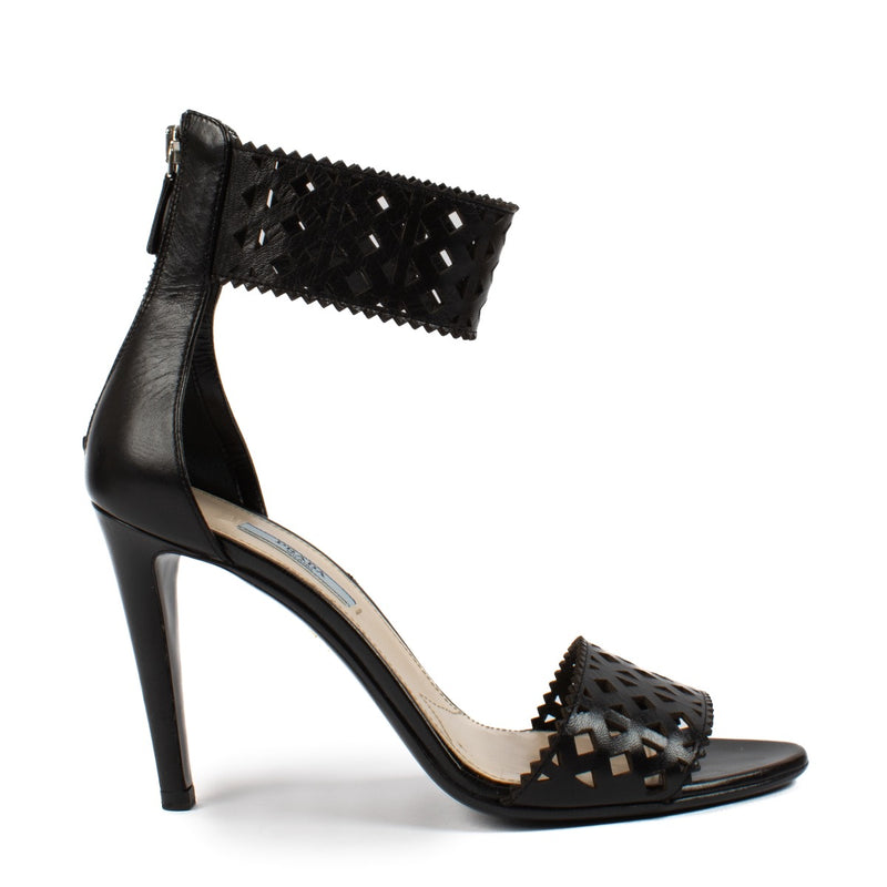 shop 100% authentic second hand Prada Black Leather Sandals - Size 39 1/2 on Labellov.com
