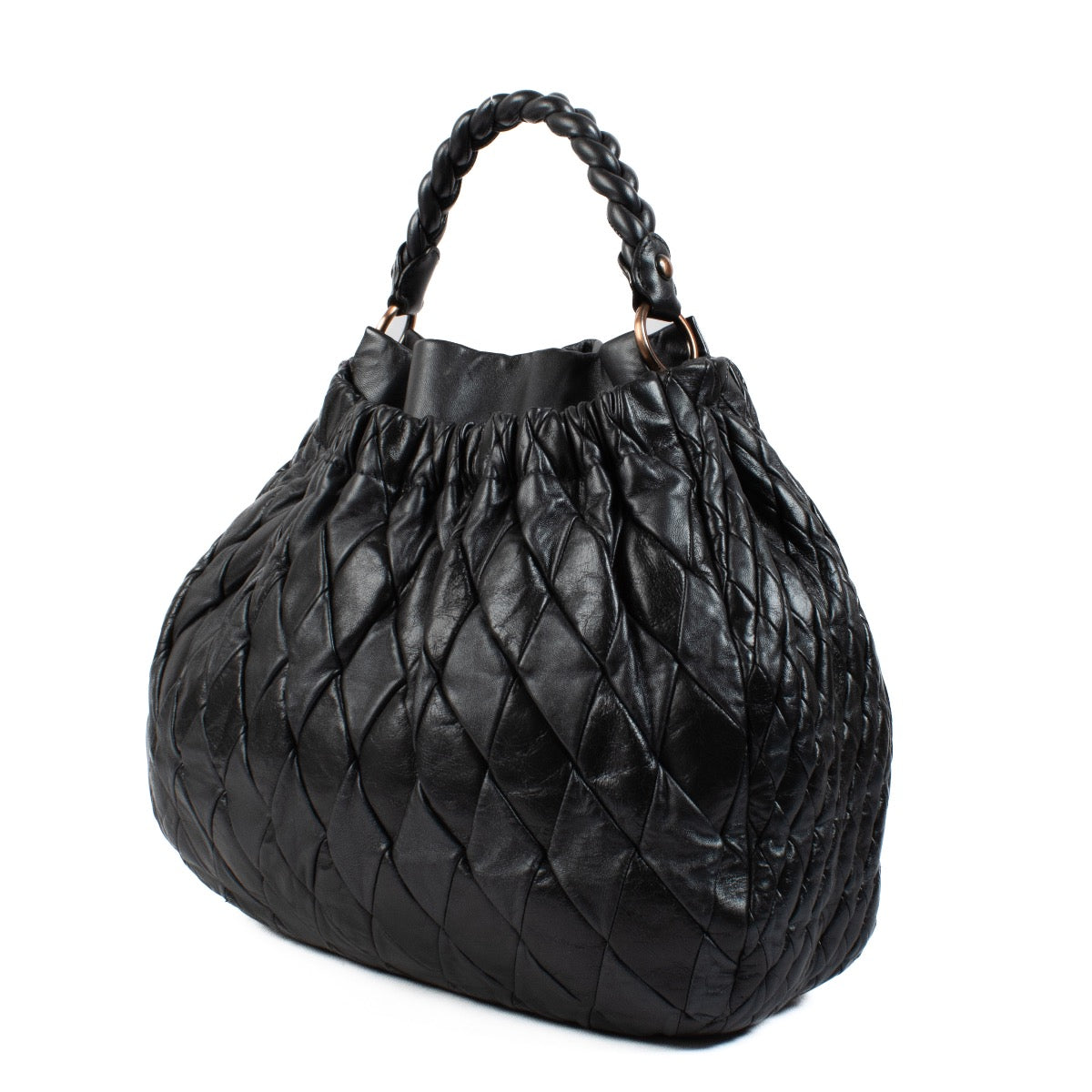shop 100% authentic second hand Miu Miu Blue Metallic Matelassé Hobo Bag on Labellov.com
