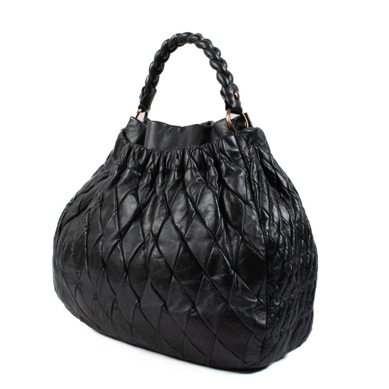 shop 100% authentic second hand Miu Miu Blue Metallic Matelassé Hobo Bag on Labellov.com